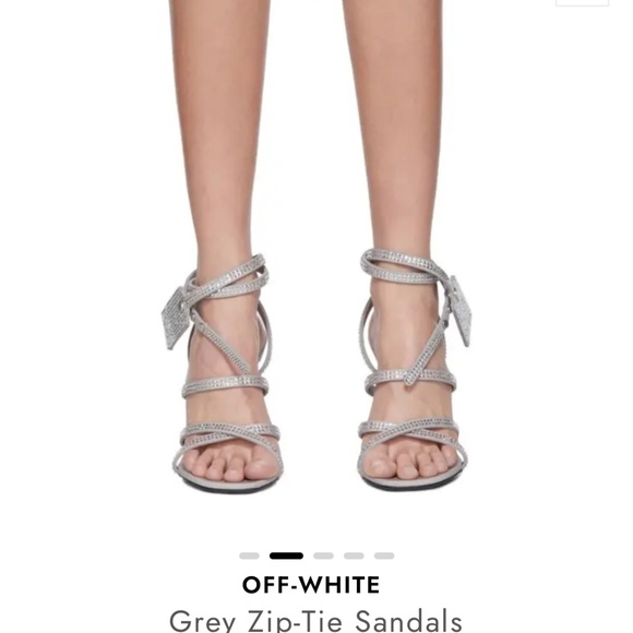 OFF———-WHITE.    Authentic Grey Sandal Heel Rhinestone and Diamonds - Picture 2 of 6